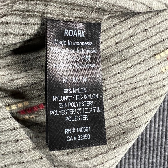 Roark Shirt Mens Medium Green Striped Geometric Short Sleeve Button Up Casual - Picture 10 of 12